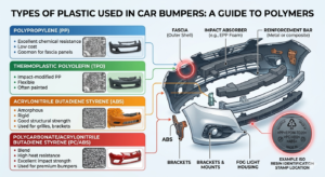 Types of plastic used in car bumpers - PP, TPO, ABS, PCABS polymer guide