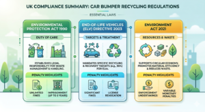 UK regulations for car bumper recycling - Environmental Protection Act, ELV Directive, Environment Act 2021