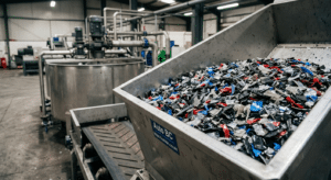 Shredded and washed automotive plastic flake ready for pelletising